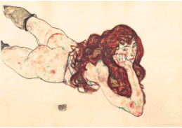 VES 9 Egon Schiele - Nahá žena ležící na břiše