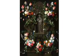VH627 Daniel Seghers a Thomas Willeboirts Bosschaert - Věnec květin se soškou Panny Marie