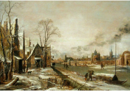 VH8 Aert van der Neer - Vesnice v zimě se zamrzlou řekou