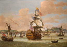 VL214 Jacob Knijff - Charles II a James, vévoda z Yorku na palubě lodí Triumph, se třemi královskými jachtami v Doveru