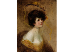 DDSO-83 Eduard Veith - Portrét dámy s kloboukem ve žlutých šatech