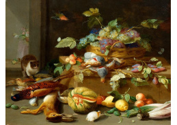 DDSO-768 Jan Van Kessel - Zátiší s ovocem, kočkou a ulovenými zvířaty