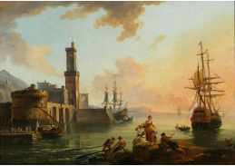 DDSO-775 Jean Baptiste Lallemand - Rybáři a kurtizány v středomořského přístavu při západu slunce