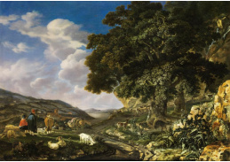 DDSO-1467 Abraham Begeyn - Krajina s velkým dubem a pastýři ovcí a koz