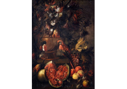 VSO 1338 Neznámý autor - Zátiší s květinami, ovocem a papouškem