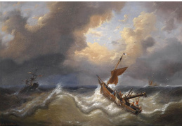 SO IX 496 Louis Verboeckhoven - Plachetnice na bouřlivém moři