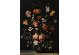 SO XVII-481 Hieronymus Galle - Zátiší s tulipány, růžemi, petúniemi a dalšími květinami ve váze