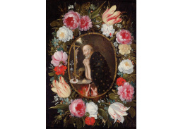 KO II-59 Jan Brueghel - Věnec květin kolem medailonu se svatým Mikulášem z Tolentina