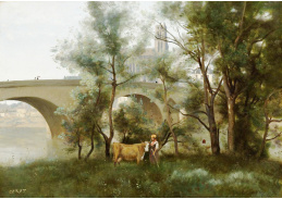 KO IV-99 Jean-Baptiste Camille Corot - Mantes u břehy Seiny na úpatí mostu