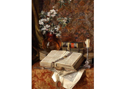VZ094 Francesco Malacrea - Zátiší s knihou a třešňovými květy