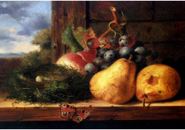VZ109 Edward Ladell - Zátiší s ptačím hnízdem a ovocem