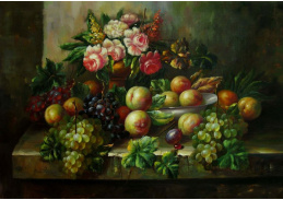VZ117 Neznámý autor - Zátiší s ovocem a květinami