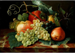VZ234 Johann Amandus Winck - Ovocné zátiší s jablky, hruškami a hrozny na mramorové desce 