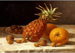 VZ241 John F. Francis - Zátiší s ananasem, pomeranči a ořechy