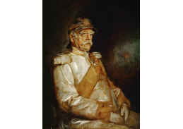 PORT-159 Franz von Lenbach - Portrét kancléře Otto von Bismarck v uniformě s pruskou helmou