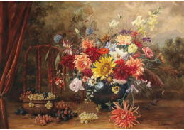 A-1315 Camilla Göbl-Wahl - Zátiší s bohatou kyticí květin se slunečnicí, jetelem, liliemi a růžemi