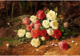 A-1366 Neznámý autor - Červené a bílé růže
