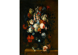 A-1496 Simon Hardimé - Zátiší z růží, tulipánů, pivonek, narcisů a dalších květin ve zdobené váze
