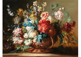 A-1732 Ignaz Stern - Růže, karafiáty, vinné listy a jiné květiny ve váze