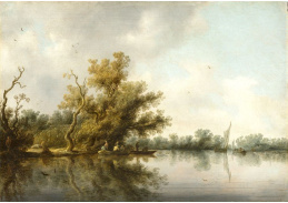 A-2498 Salomon van Ruysdael - Břeh řeky se starými stromy