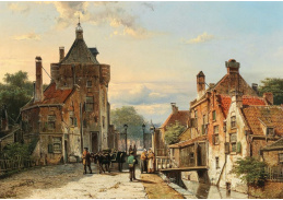 A-2534 Willem Koekkoek - Pohled na holandské město s postavami