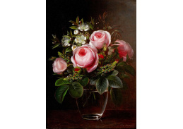 A-2883 Johan Laurentz Jensen - Růže a sasanky ve skleněné váze