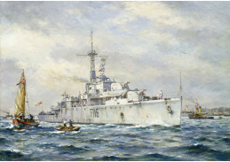 A-2995 B. F. Gribble - HMS Amethyst připlouvá do Hongkongu 3 srpna 1949