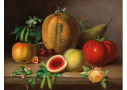 A-3601 Johann Georg Seitz - Kuchyňské zátiší s melounem, rajčaty, jablky, hruškami