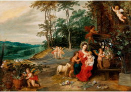 A-4236 Jan Brueghel a Pieter van Avont - Svatá rodina se svatým Janem Křtitelem v krajině