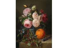 A-4499 Adriana Johanna Haanen - Zátiší s květinami, pomeranči, růžemi a angreštem