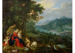 A-7010 Jan Brueghel a Pieter Van Avont - Svatá rodina na útěku do Egypta s anděly v krajině