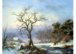 Fredrik Marinus Kruseman - Sběrači klestí v zimní krajině, 90x70 cm