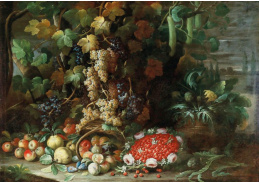 DDSO-4956 Francesco della Questa - Zátiší s košem s ovoce, květinami a zeleninou