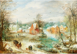 DDSO-5123 Jan Brueghel  a Joos de Momper - Zimní krajina s vesnicí a postavami na cestě