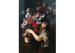 DDSO-5426 Abraham Brueghel a Giovan Battista Gaulli - Chlapec zvedající vázu s květinami z podstavce