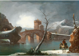 D-5858 Francesco Fidanza - Zimní říční krajina s kamenným mostem