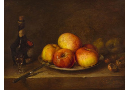 D-6516 Gustave Courbet - Zátiší s jablky na talíři a vínem na stole