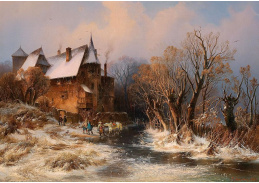 D-9239 Adolf Stademann - Říční krajina v zimě s domem