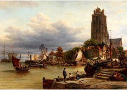 D-9339 Elias Pieter van Bommel - Pohled na město a přístav v Dordrechtu