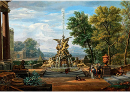 D-9461 Isaac de Moucheron - Elegantní pár u fontány v parku