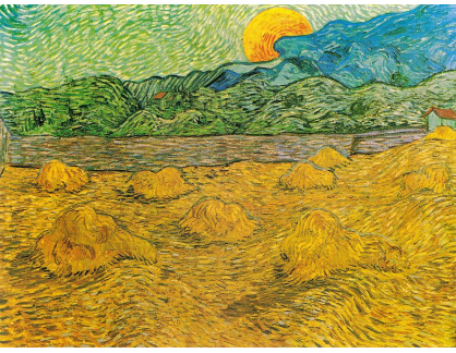 VR2-9 Vincent van Gogh - Krajina se snopy obilí a vycházejícím měsícem