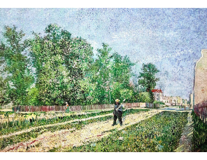 VR2-237 Vincent van Gogh - Silnice na okraji Paříže, s mužskou postavou s lopatou