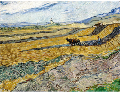 VR2-28 Vincent van Gogh - Rolník orající pole a mlýn