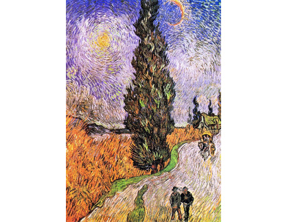 VR2-368 Vincent van Gogh - Cesta v Saint-Rémy s cypříši a hvězdami