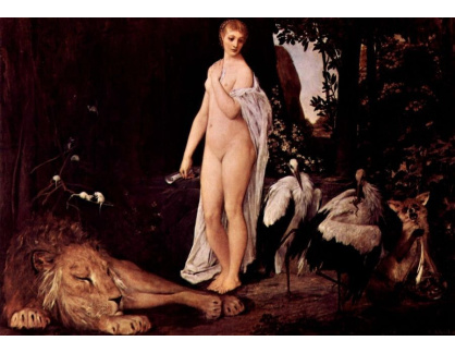 VR3- 77 Gustav Klimt - Ženský akt se zvířaty v krajině