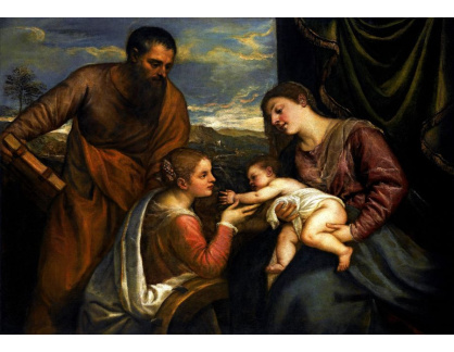 Tizian - Madonna s dítětem, svatým Lukášem a Kateřinou Alexandrijskou