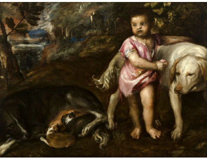 Tizian - Chlapec se psem v krajině