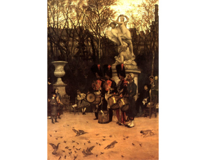 R16-10 James Tissot - Bubnování k ústupu v zahradách Tuileries