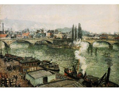 VCP-264 Camille Pissarro - Pont Boieldieu v Rouen, šero