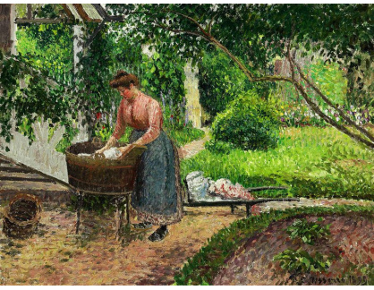 VCP-376 Camille Pissarro - Pradlena v zahradě Eragny